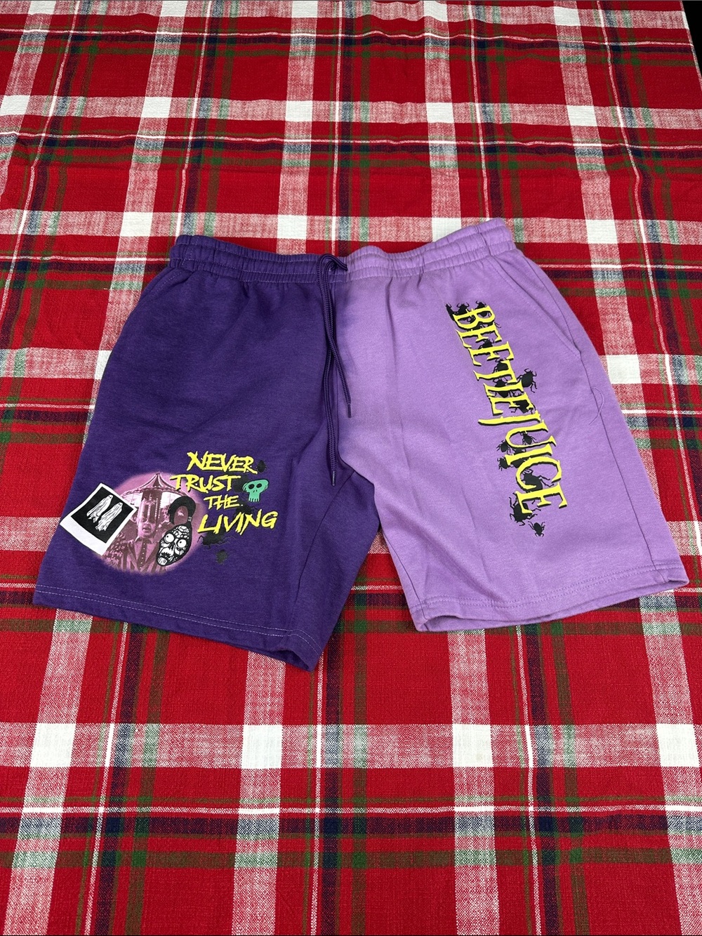 Beetlejuice Graphic Purple Panel Shorts - Men